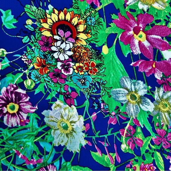 Zara Floral Dress Womens Size XS Shift Vivid Blue Multicolor Silky Colorful - Picture 8 of 8